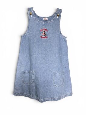 Vintage Little Girl N.C. State University Wolfpack Denim Tank Dress Size 6-7